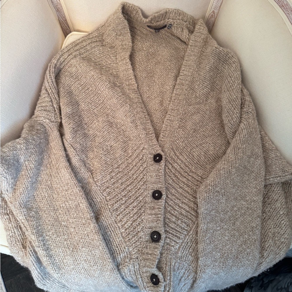 Vince Taupe Button-Up Cardigan